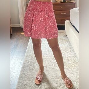 Rails Addison Diamond Floral Smocked waist Skirt in Pink